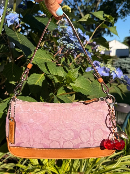 Coach Signature Demi Shoulder Bag Pink Jacquard Y2K Rare